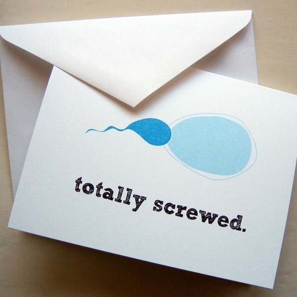 Totally Screwed Egg and Sperm note card