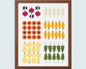 Vegetable Garden Plot (unframed) B+W or Color Kitchen Art Print - 8 x 10 inch