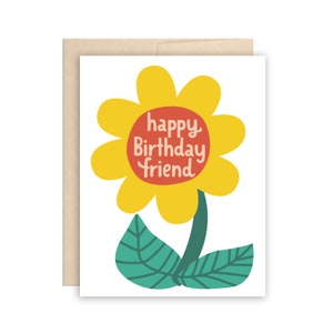 Big Flower Friend Birthday Card, Cute Flower Happy Birthday Card, Big Daisy Birthday Card, Groovy Birthday Card, BFF Birthday Card, Friend