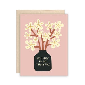 Vase floral dans mes pensées, carte de condoléances, carte de voeux de sympathie, carte de réconfort et de paix, carte de compassion, condoléances