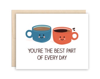Cute Coffee Lover Card, Cute Anniversary Card, Dating Relationship Card, Caffeine Addict, Valentine Card, Coffee Love Card