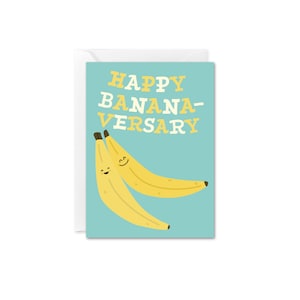 Lustige glückliche Bananenversary Mini-Karte Geschenk-Beilage Karte, Jubiläumskarte, nette Dating Karte, Liebe ist Bananen Karte, alles Gute zum Jubiläumskarte