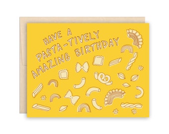 Funny Pasta Birthday Card, Pasta Shapes Birthday Card, Pasta Lover Card, Carb Lovers Card