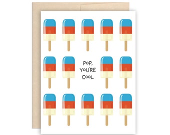 Funny Cool Pop Father's Day Popsicle Card, Happy Father's Day, Cool Dad Pops Card, Card for Father, Thanks Dad, Dad Birthday Card, Dad Card