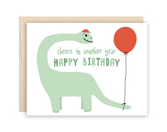 Jolie carte d'anniversaire dinosaure : pour garçon ou fille