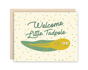 Cute Tadpole New Baby Card, Welcome Little Tadpole, New Baby Arrival Card, Baby Shower Card, Birth Card