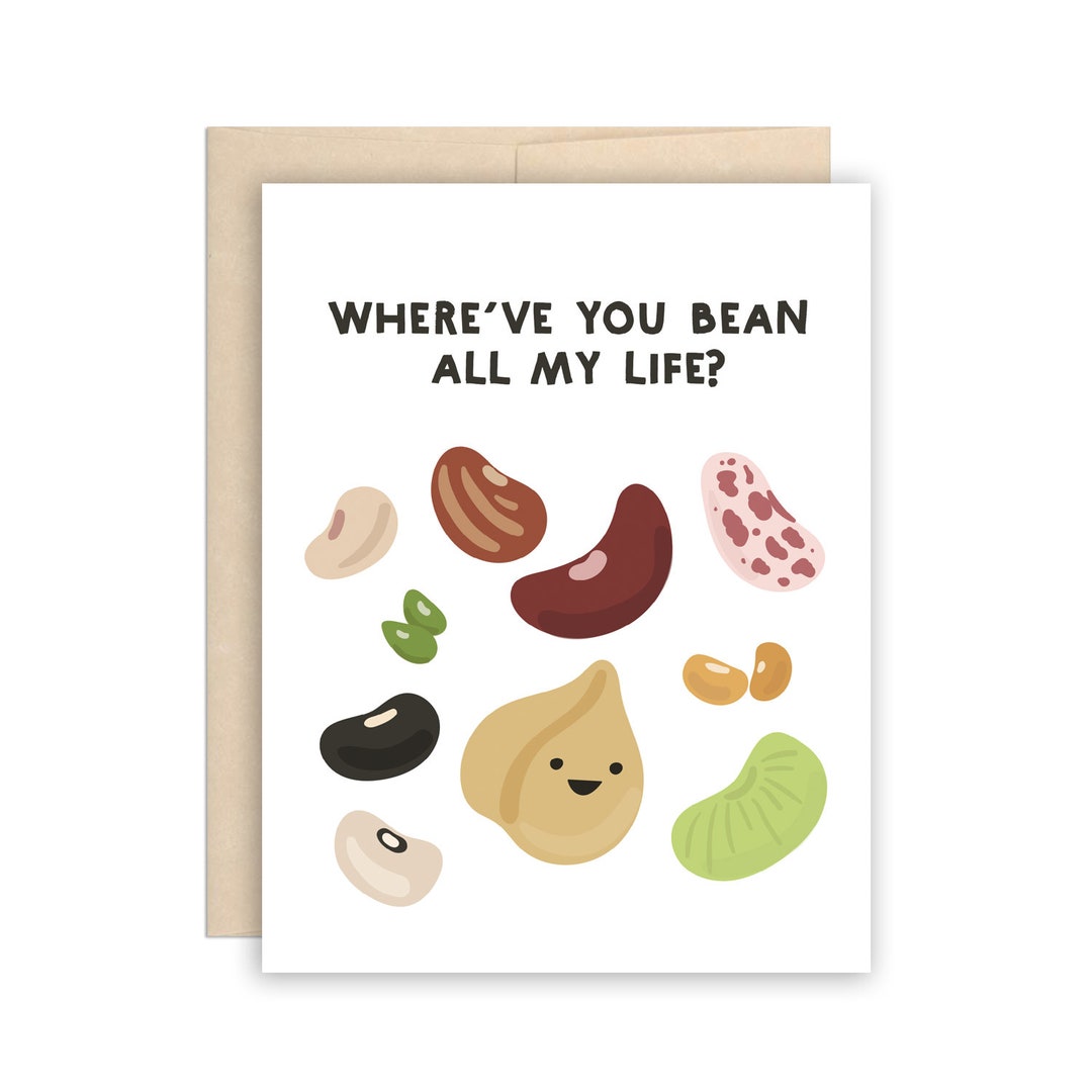 Cute Bean Pun Anniversary Card Friendship Card Vegan Etsy