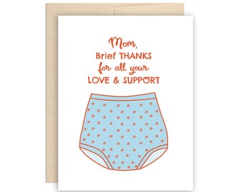 Brief Thanks Mom Mother's Day Card, Funny Mom Underwear Panties Card, Mom Briefs Greeting Card Mum Card, Cute Card