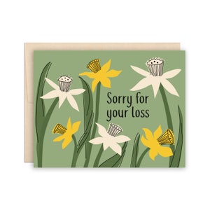 Carte de condoléances jonquille Désolé pour votre perte Carte de condoléances Carte de voeux de sympathie Carte de paix Carte de compassion Carte de condoléances simple