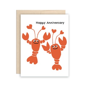 Niedliche Hummer alles Gute zum Jubiläum Grußkarte, Karte für Frau, Karte für Mann, romantisch, niedlich, lustige Jubiläumskarte, nautische Karte