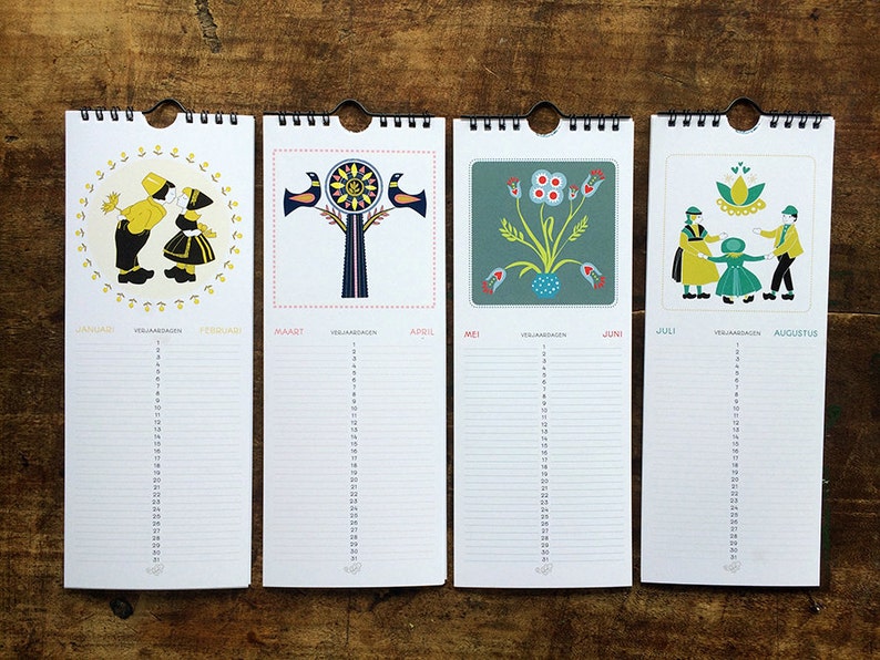 Birthday Calendar, Perpetual Calendar, Dutch Calendar, Folk Art, Family Gift, Gift for Mom, Grandmother, Friend, Coworker, Stocking Stuffer image 5