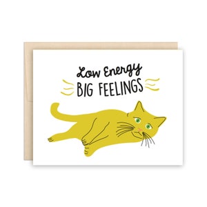 VENTE - Carte de faible énergie Big Feelings Cat, carte triste, carte anxiété, carte de tous les jours, carte tant de sentiments, nouvelle maman, dépression