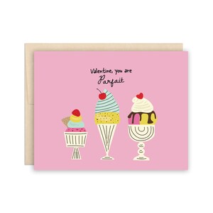 SALE IJs Valentijn, valentijnskaart parfait, vintage geïnspireerde valentijnskaart, dessert Valentijn