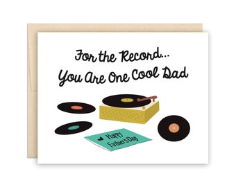 Vinyl Records Dad Cool Father's Day Card Happy Father's Day Greeting Card Father LPs Music-Lover Card for Dad Birthday Card Card Cool Dad