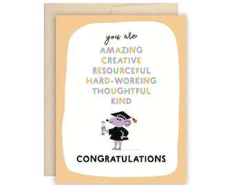 Cute Mouse Graduation Card, Funny Grad Card, Cute Grad Card, Congratulations Graduate