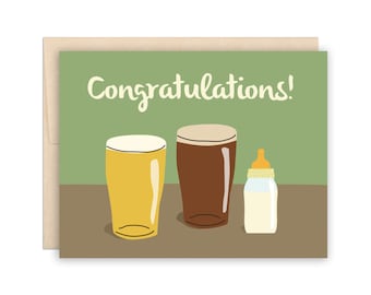 Funny Beer New Baby Congratulations - Craft Beer Lovers New Baby Card