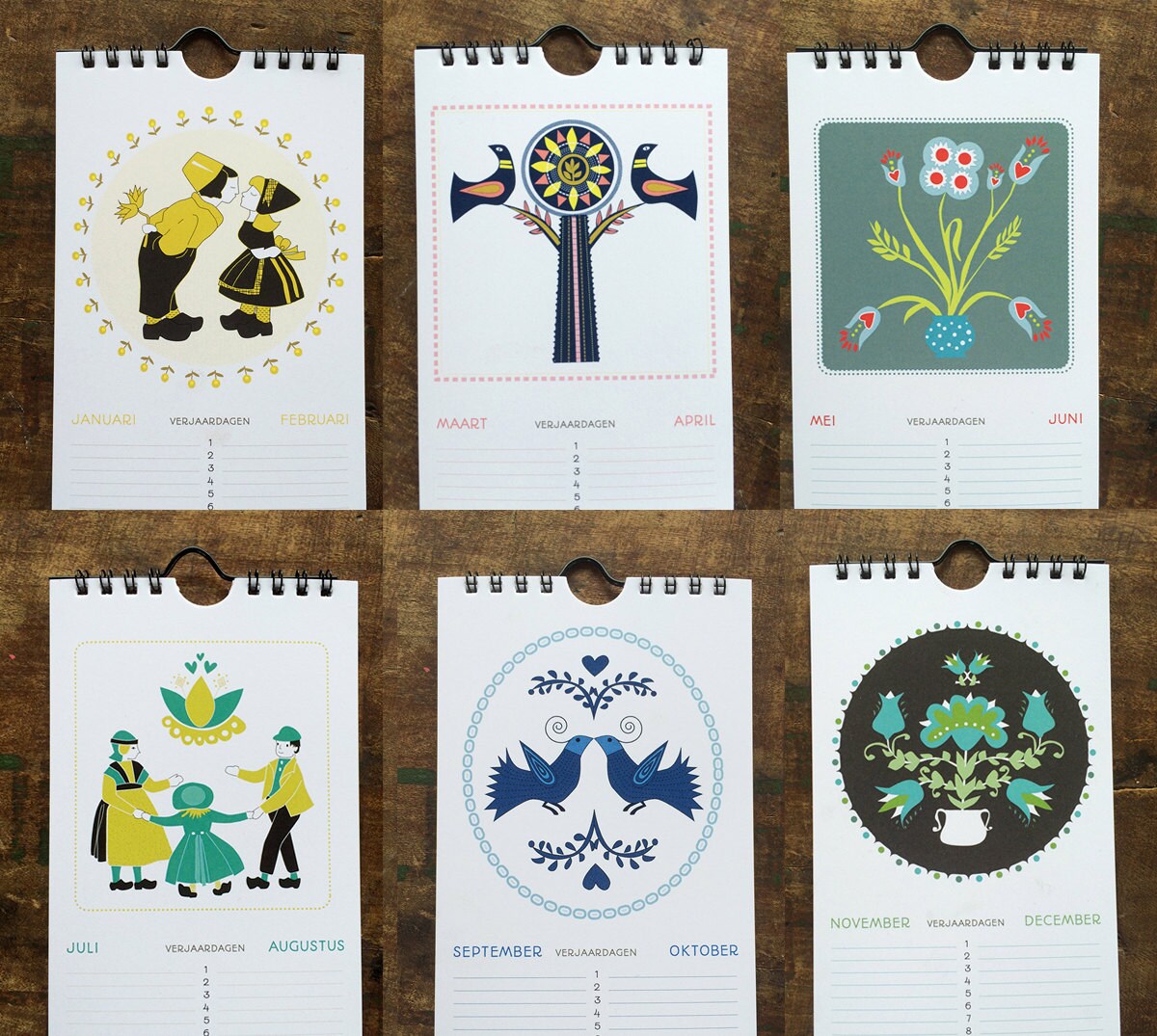 Birthday Calendar Perpetual Calendar Dutch Calendar Folk Etsy Canada
