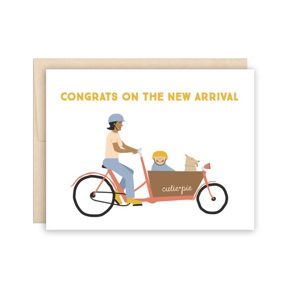 New Baby Cargo Bike Mom Card Congrats on The New Arrival Etsy
