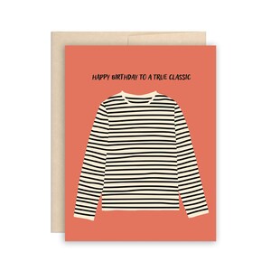 Cartão de aniversário com camisa listrada clássica, cartão de aniversário moderno, cartão de felicitações de aniversário para melhor amiga, cartão de aniversário para mãe, cartão para namorada
