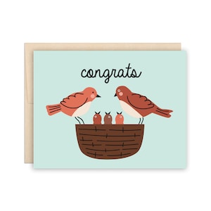 Schattige vogel nieuwe baby gefeliciteerd kaart, gefeliciteerd lieve nieuwe baby kaart, kaart nieuwe ouders, kaart schattige vogel baby, kaart nieuwe moeder