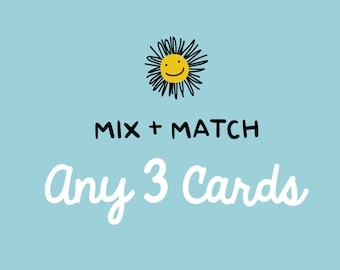 Mix and Match Any 3 Cards - Greeting Card Set, Card Sale, Any Occasion Cards, Birthday Card, Holiday Card Sale, Thanks, Mix & Match Card Set