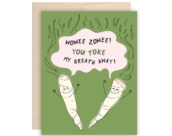 SALE Funny Weed Card, Smokers Love Greeting Card, Blunt Weed Pun Card, Anniversary Card, Valentine’s Day, 420, Dating, Toke My Breath Away