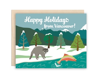 Funny Vancouver Christmas Card - Happy Holidays from Vancouver BC  - Westcoast holiday card, Vancouver Christmas, Vancouver Xmas Card