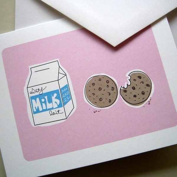 Pink Soy Milk and Vegan Cookies note card