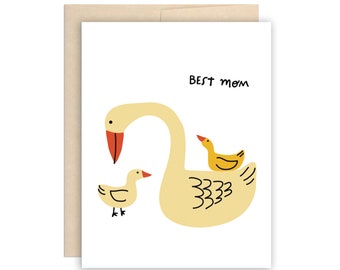 Swan Best Mom Mother's Day Card Mom Card Happy Mother's Day Greeting Card Mum Card Happy Birthday Mom Card Cute Card