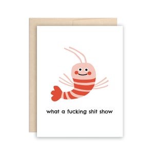 Carte de voeux drôle de spectacle de crevettes, carte impertinente mignonne, carte impertinente nautique de tous les jours, carte de prestation de mariage, carte d'amitié