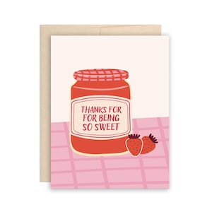 Pot de confiture doux Merci carte, Merci d'être si doux carte Confiture de fraises carte, jolie carte de remerciement, carte gaie