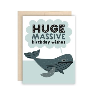 VENTE énorme carte de voeux de joyeux anniversaire, baleine grise, carte de voeux d'anniversaire baleine grise, grande carte d'anniversaire baleine grise