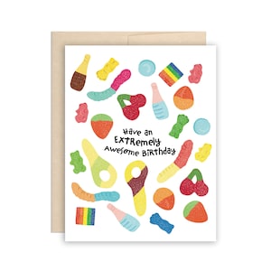 Funny Sour Candy Gummy Birthday Card, Gummies Birthday Card, Candy Lover Birthday Card, Sweet & Sour Birthday