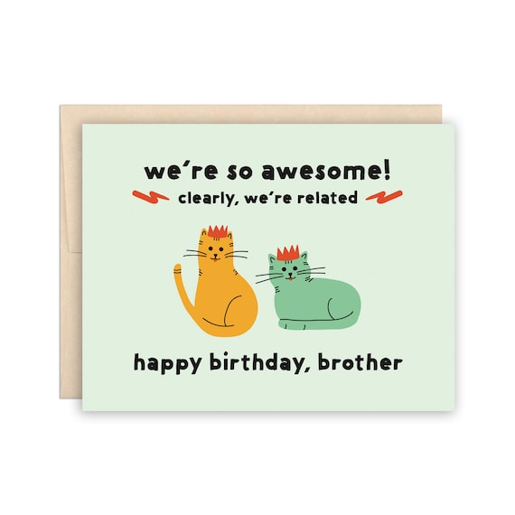 Brothers can be great, right? , • Blank inside, 5.5" x 4.25" folded (A2), •  Recycled heavy 100lb matte offset card stock, • 100% Recycled kraft ...