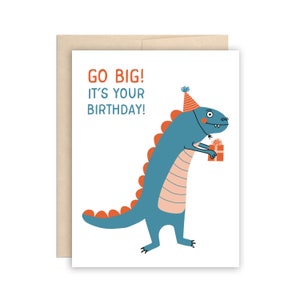 Grande carte de voeux d'anniversaire de dinosaure bleu - carte de dinosaure mignonne, carte pour les enfants, carte d'anniversaire, carte d'anniversaire drôle, carte de dinosaure d'enfant