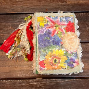 Boho Nature Junk Journal Floral Flowers Feminine Colorful Handmade Journal