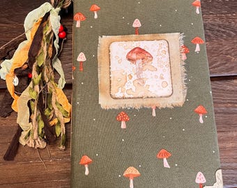 Mushroom Nature Junk Journal Hardcover Decorated 4 Signatures Shabby Grungy
