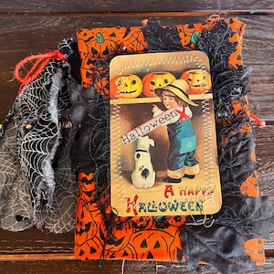 Junk Journal Halloween Orange Black 3 Signature Pumpkin Leaves  Writing Journal
