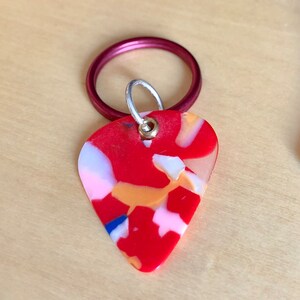 Tiny Guitar Pick Keyring, Keychain, Gift Topper, Musician, Music, Bands, Concert, Festival, Art, Cute