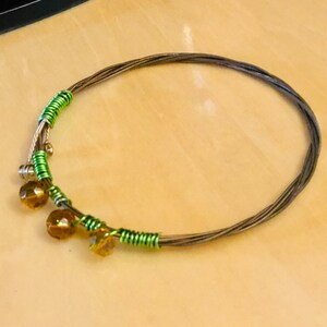 Guitar String Bracelet Glass Beads Bangle Custom Hand Made Gift Musician Music Festival Concert