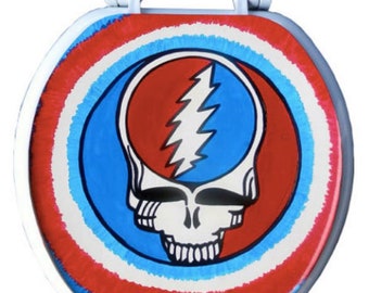 Dead Skull Head Rock and Roll Toilet Seat Hand Painted