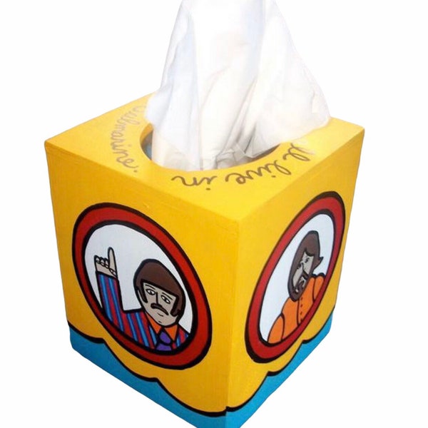 Yellow Submarine Fab 4 Tissue Box Cover Hand Painted by Debbie Is Adopted