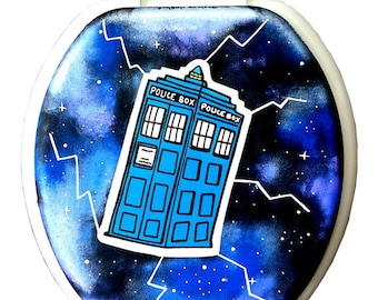 Hand Painted Doctor Who TARDIS Toilet Seat: Rock Bathroom Decor