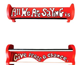 Give Peace A Chance Towel Bar and Shelf Beatles Kitchen Bathroom Music Gift