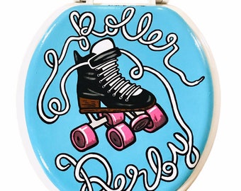 Roller Derby Hand Painted Toilet Seat Roller Skate Derby Girl Bathroom Wall Art Decor Remodel Birthday Grad Wedding Housewarming Gift