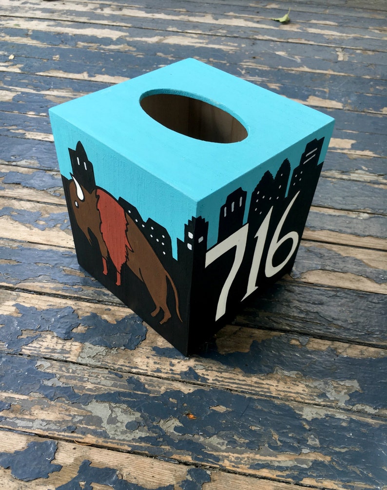 Buffalo NY Tissue Box Holder Hand Painted Etsy