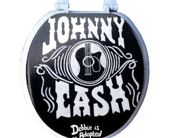 Hand Painted Johnny Cash Toilet Seat: Music Lover Bathroom Decor