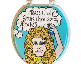 Hand Painted Dolly Parton Toilet Seat: Pop Art Bathroom Decor