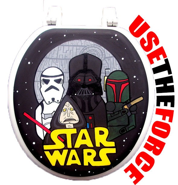 Star Wars Hand Painted Toilet Seat Halloween Man Cave Bathroom