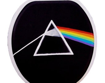 Pink Floyd Dark Side of the Moon Hand Painted Toilet Seat Rock Bathroom Wall Art Decor Wedding Grad Gift Remodel Man Cave Rock Band